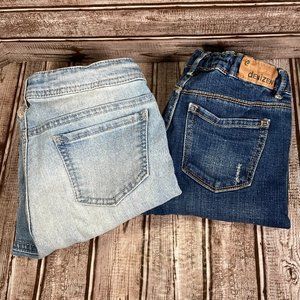 Lot of 2 Girl's 12 DENIZEN & ART CLASS Skinny Blue Denim Jeans Adjustable Waist